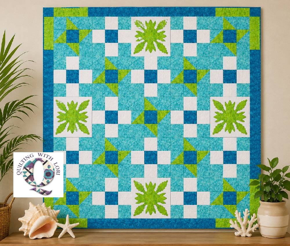 Hawaiian Seas Wall quilt with logo